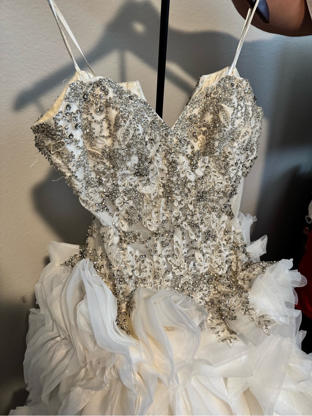 Ysa Makino White Dress with Silver Beaded Bodice